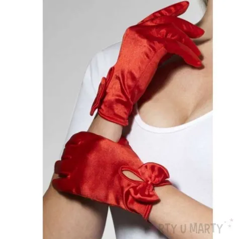 rekawiczki krotkie gloves czerwone smiffys