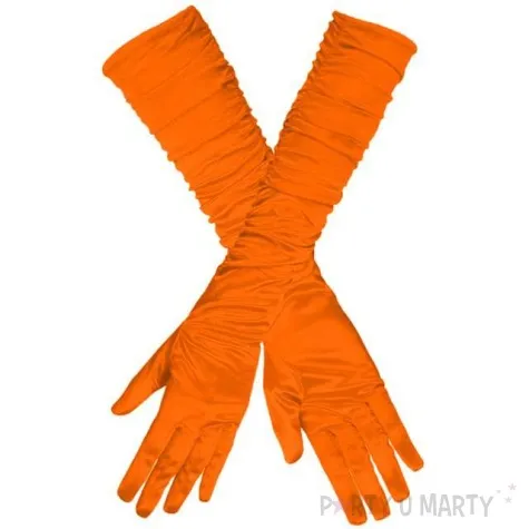 rekawiczki long elegant pomaranczowe neon guirca 45 cm