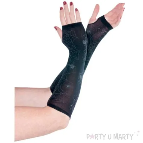 rekawiczki pajecze sieci bez palcow czarne amscan