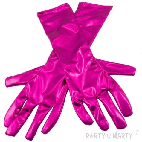 rekawiczki retro metaliczne fuksja folat 40 cm