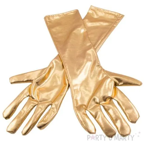 rekawiczki retro metaliczne zloty folat 40 cm