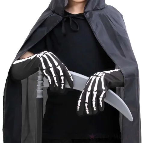 rekawiczki szkielet dlugie czarno biale partypal 36 cm