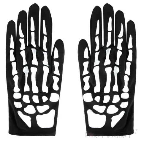 rekawiczki szkielet kosci czarno biale partypal