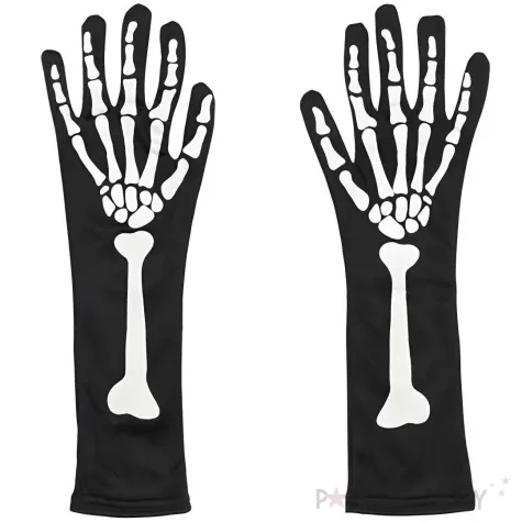 rekawiczki szkielet swiecace w ciemnosci czarny partydeco 39 5 cm