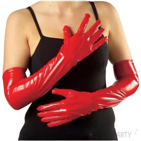 rekawiczki vinyl long czerwone widmann 56 cm