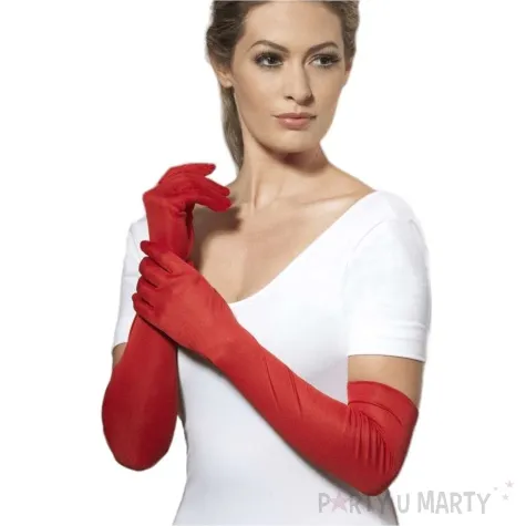 rekawiczki wieczorowe czerwone smiffys 55 cm