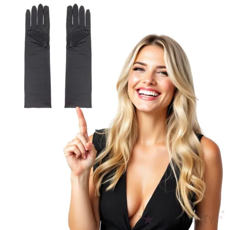 rekawiczki wieczorowe dlugie czarne godan 38 cm