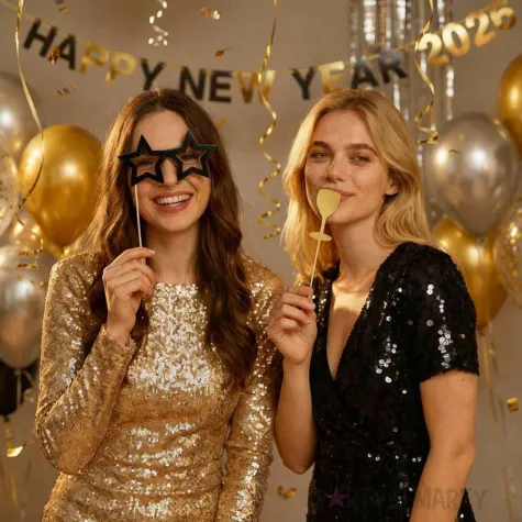 rekwizyty do zdjec na sylwestra fotogadzety szampanski nowy rok 2026 6 szt