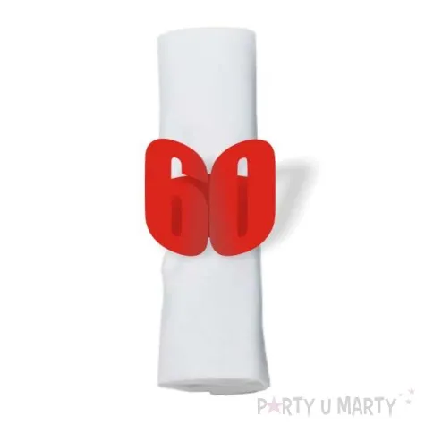 ringi papierowe do serwetek 60 urodziny czerwone 6 szt