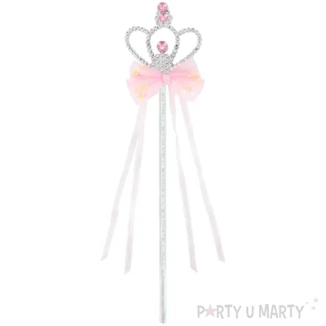 rozdzka party serce z korona i kokarda rozowy jasny partypal 32 cm