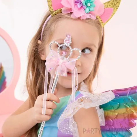 rozdzka party serce z korona i kokarda rozowy jasny partypal 32 cm