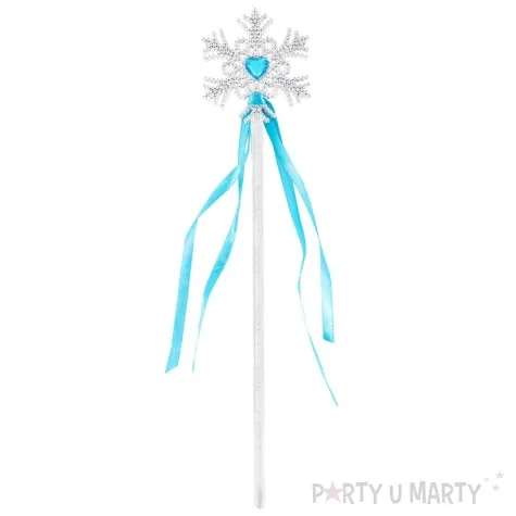 rozdzka party sniezynka z klejnotem i kokarda blekitny partypal 32 cm