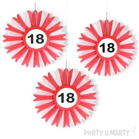 rozeta wiszaca 18 urodziny traffic birthday folat 3 szt