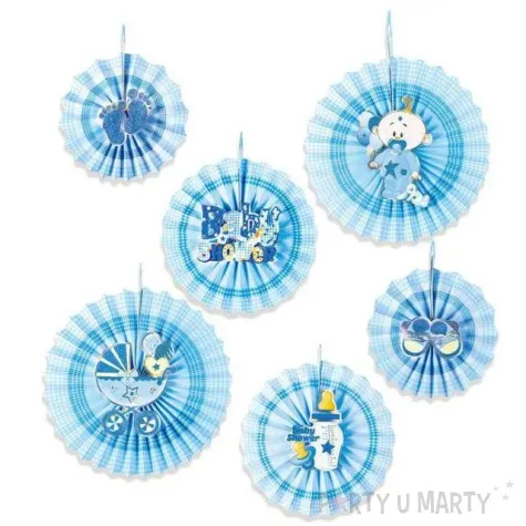rozeta wiszaca baby shower boy niebieska 6 szt