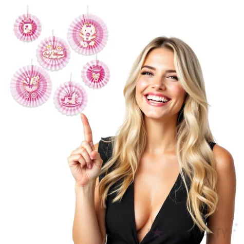 rozeta wiszaca baby shower girl rozowa partypal 6 szt