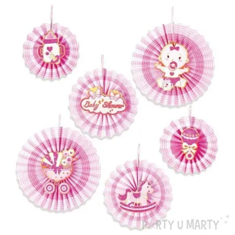 rozeta wiszaca baby shower girl rozowa partypal 6 szt