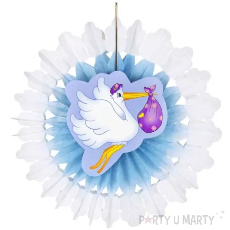 rozeta wiszaca bocian bialo niebieski widmann