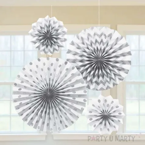 rozeta wiszaca glitter biala 4 szt