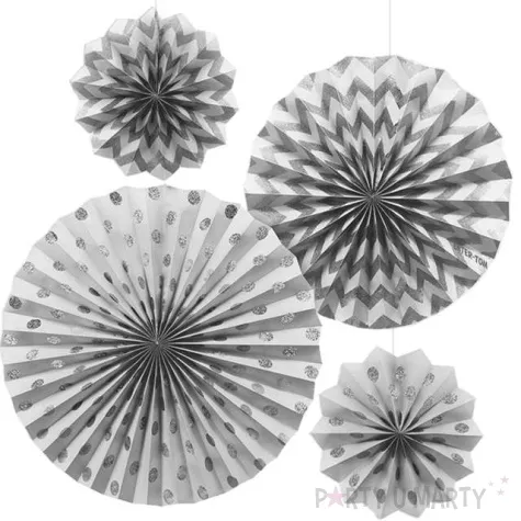 rozeta wiszaca glitter srebrna 4 szt