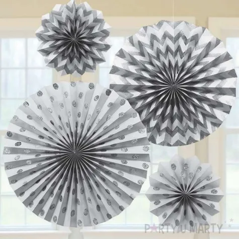 rozeta wiszaca glitter srebrna 4 szt