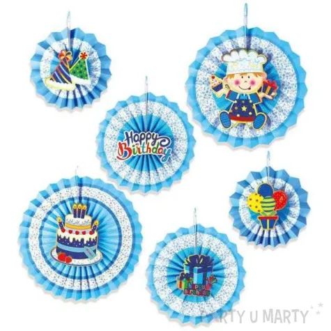 rozeta wiszaca happy birthday niebieska partypal 6 szt