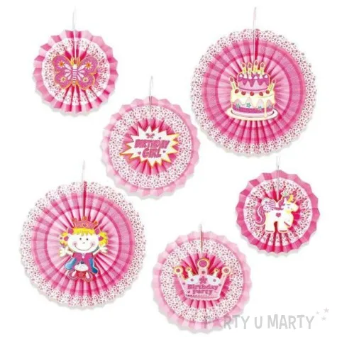 rozeta wiszaca happy birthday rozowa partypal 6 szt