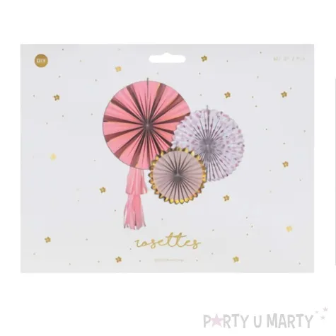 rozeta wiszaca kwiecista rozowy partydeco 26 43 cm 3 szt