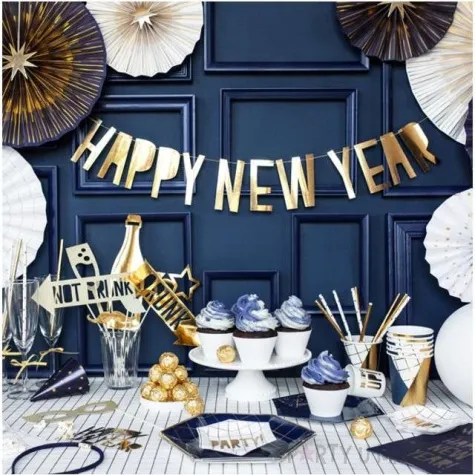 rozeta wiszaca premium gold biale partydeco 4 szt