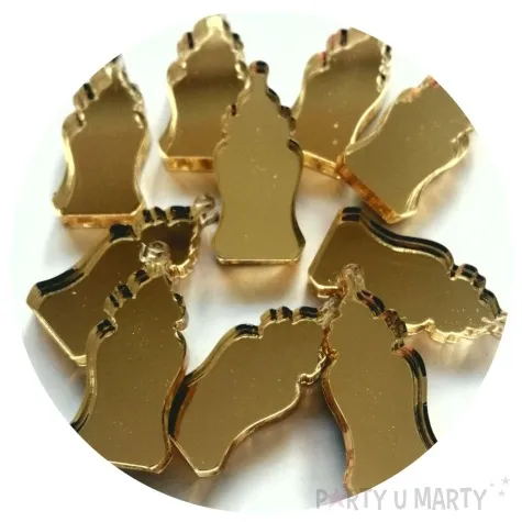 scrapki akrylowe baby shower butelki zlote lustrzane 25 mm 10 szt