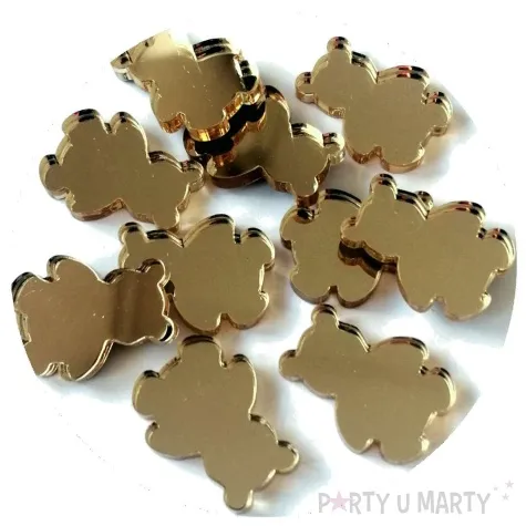 scrapki akrylowe baby shower misie zlote lustrzane 20 mm 10 szt