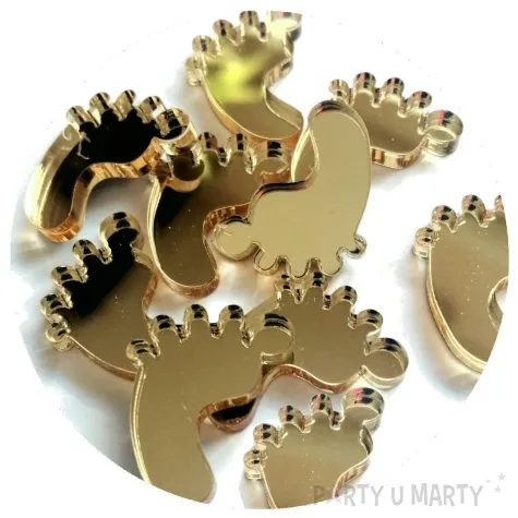 scrapki akrylowe baby shower stopki zlote lustrzane 20 mm 10 szt