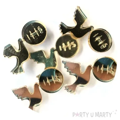 scrapki akrylowe golabek hostia ihs zlote lustrzane 30 mm 5 szt