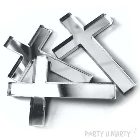 scrapki akrylowe krzyze xl srebrne lustrzane 45 mm 3 szt