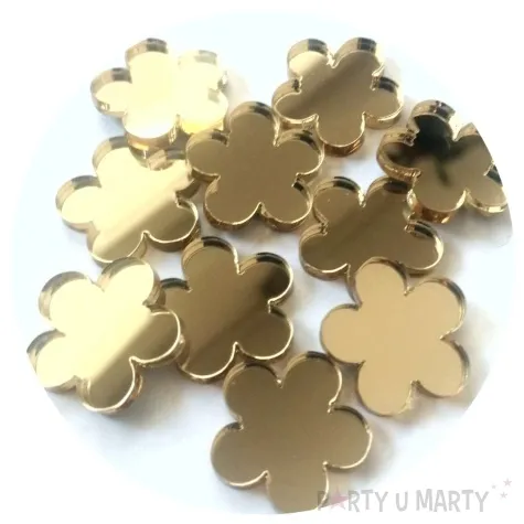 scrapki akrylowe kwiatki zlote lustrzane 20 mm 10 szt