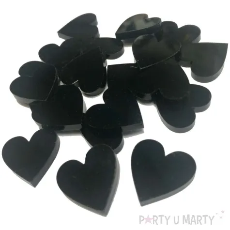 scrapki akrylowe serduszka czarne 25 mm 10 szt