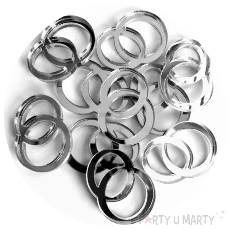 scrapki akrylowe slubne obraczki srebrne lustrzane 25 mm 10 szt