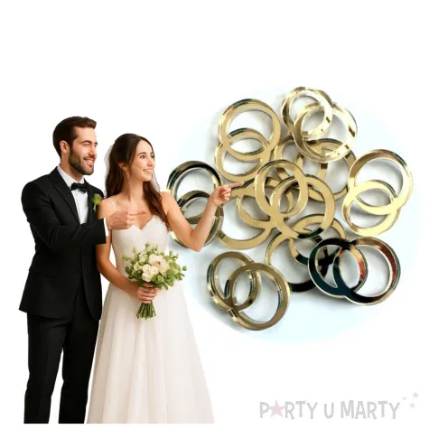 scrapki akrylowe slubne obraczki zlote lustrzane 25 mm 10 szt