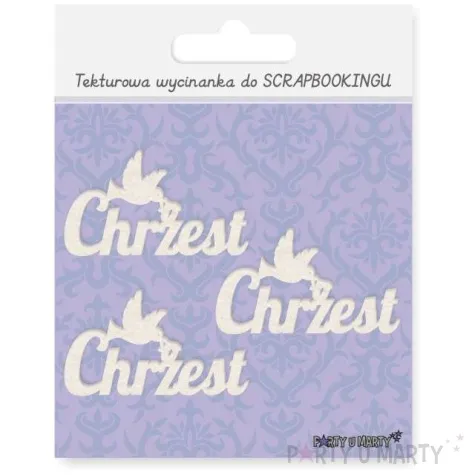 scrapki beermata napis chrzest 65x36 mm 3 szt