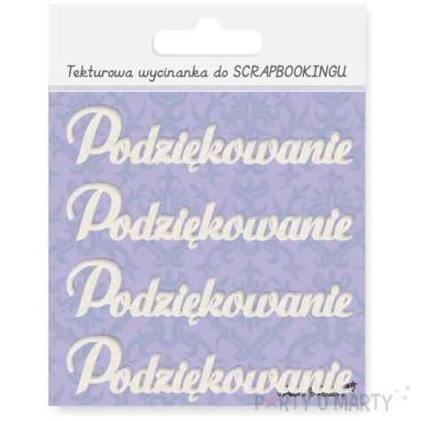 scrapki beermata napis podziekowanie 90x20 mm 4 szt