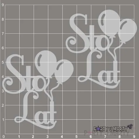 scrapki beermata napis sto lat balony 50x55 mm 2 szt