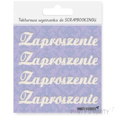 scrapki beermata napis zaproszenie 90x18 mm 4 szt