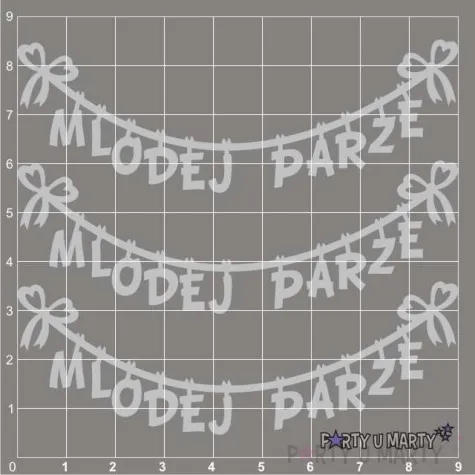 scrapki beermata sznureczek napis mlodej parze 90x31 mm 3 szt
