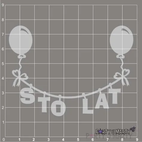 scrapki beermata sznureczek napis sto lat z balonami 85x61 mm