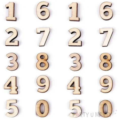 scrapki drewniane cyferki 3 cm 20 szt