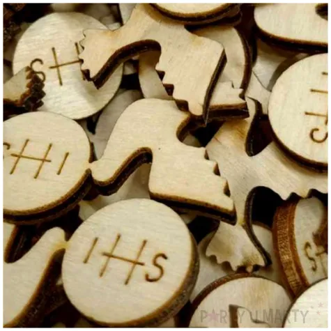 scrapki drewniane komunia golabek hostia ihs 33 mm 100 szt