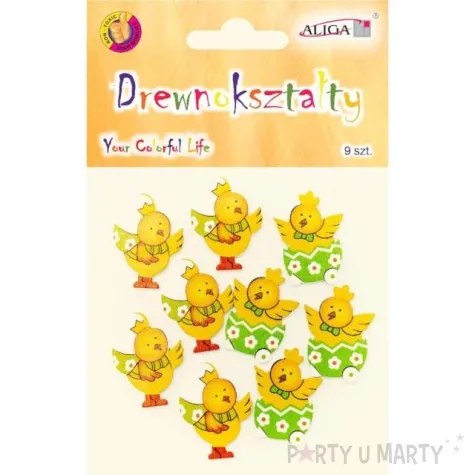 scrapki drewniane kurczaczki wielkanocne mix aliga 9 szt