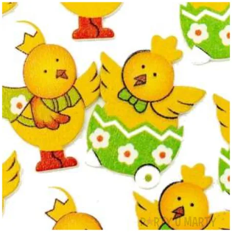 scrapki drewniane kurczaczki wielkanocne mix aliga 9 szt