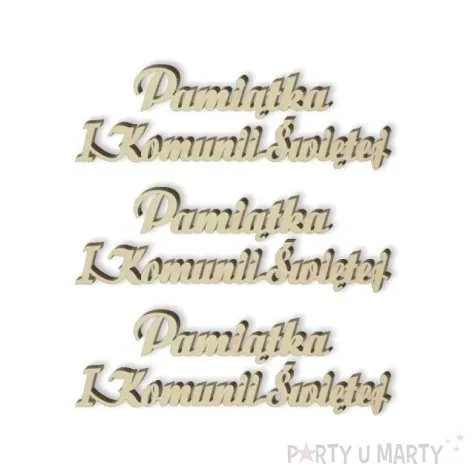 scrapki drewniane napis pamiatka i komunii swietej 90x30mm 3 szt