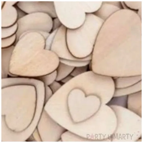 scrapki drewniane serca mix naturalne 120 szt
