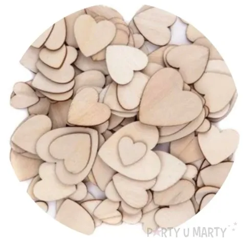scrapki drewniane serca mix naturalne 120 szt